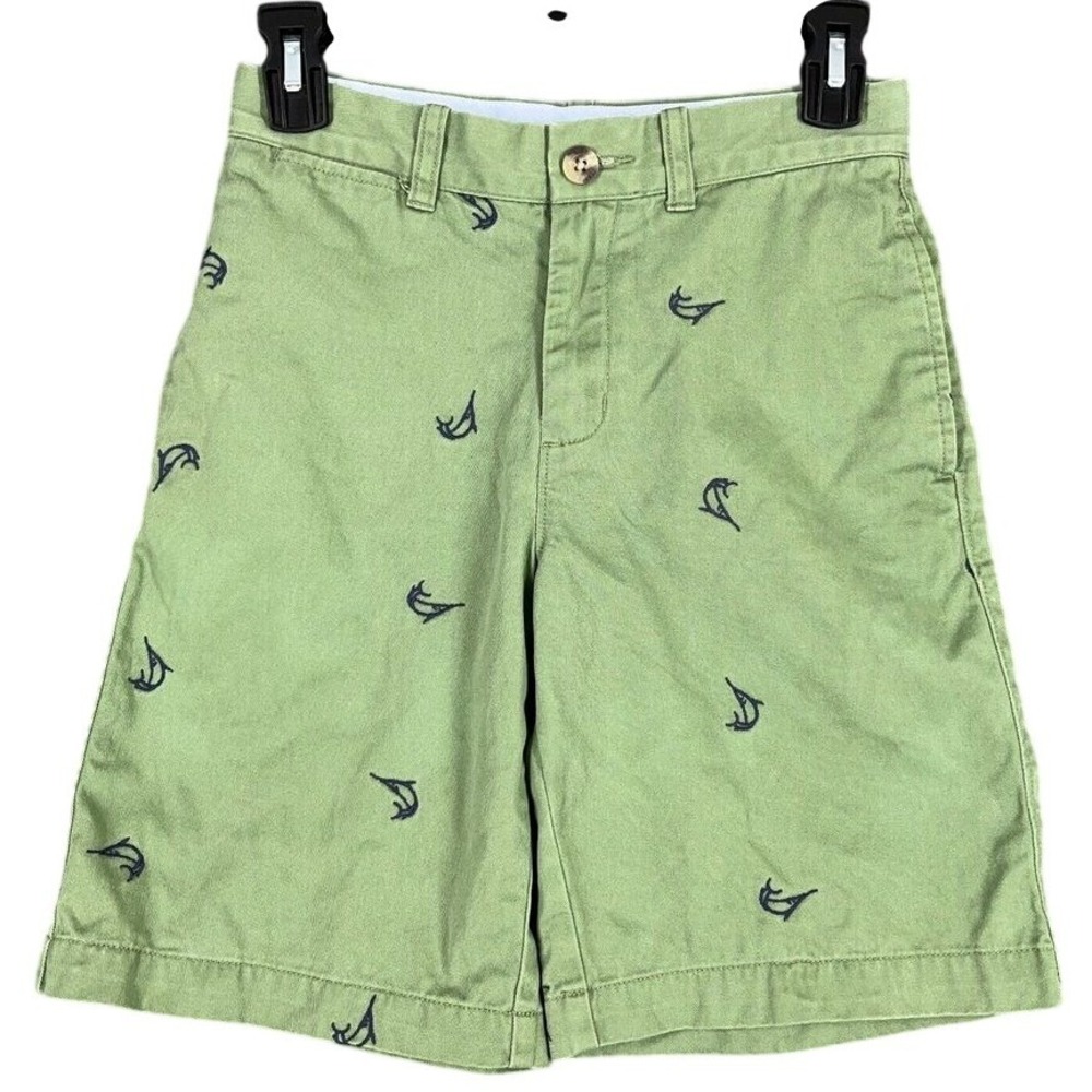 LL Bean Swordfish Bermuda Shorts Boys‎ Youth 10 Green Club Resort Fishing